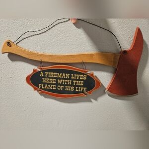 Fireman Wall Decor Sign with Axe Design